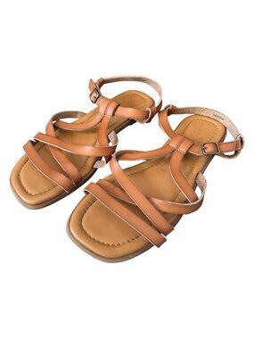 Cupcake Couture Girls’ Tan Strappy Flat Velcro Sandals Size 4